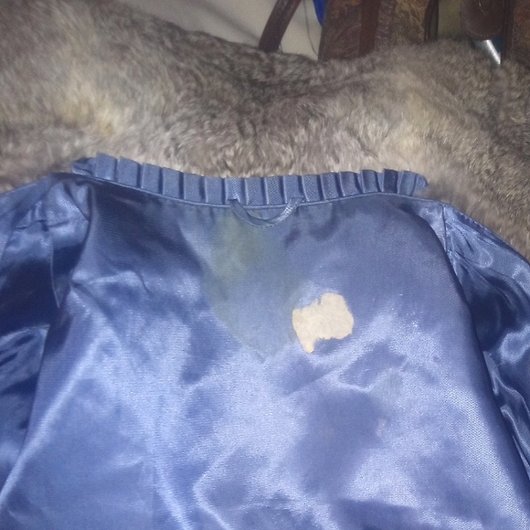 Gorgeous heather gray rabbit fur 1940s coat true vintage blue satin lining - Picture 4 of 8